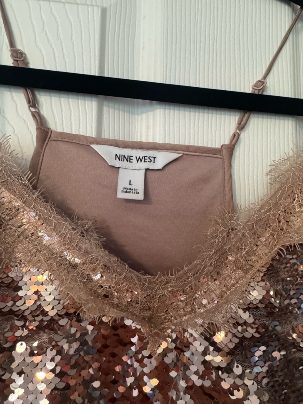 Nine West Rose Gold Sequin Slip Tank - Picture 2 of 4